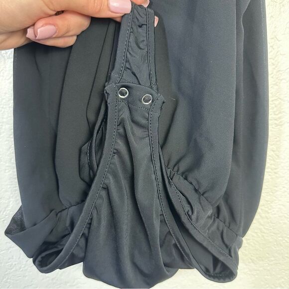 Lulu’s Well Dressed Black Draped Bodysuit Size S - Picture 7 of 9